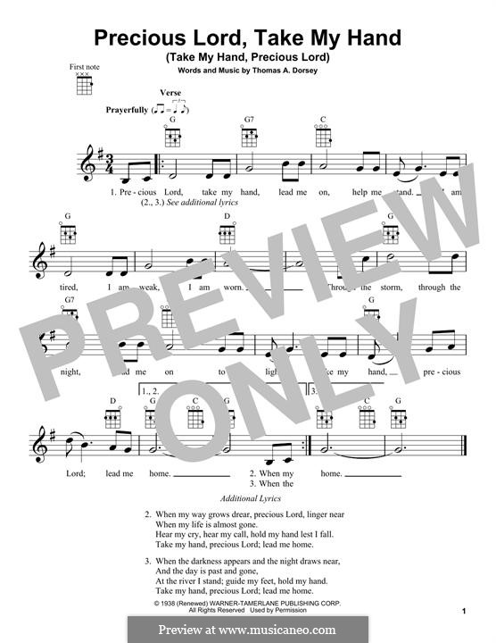 Precious Lord, Take My Hand (Take My Hand, Precious Lord): For ukulele by Thomas A. Dorsey