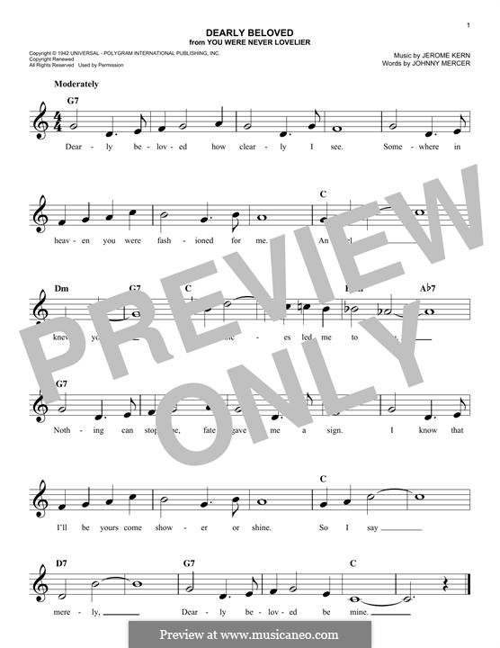 Dearly Beloved: Melody line by Jerome Kern