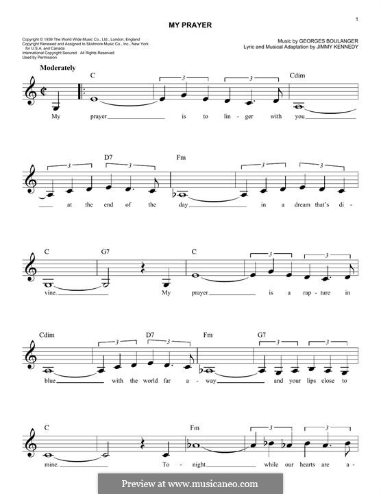 My Prayer (The Platters): Melody line by Georges Boulanger