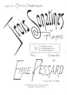 Three Sonatinas for Piano, Op.71: Sonatina No.1 'La souriante' by Emile Pessard