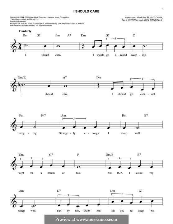 I Should Care: Melody line by Axel Stordahl, Paul Weston, Sammy Cahn