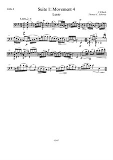 Six Suites for Cello, BWV 1007-1012: Suite No.1: Movement 4 – Lento. Arrangement for four celli, Op.1 by Johann Sebastian Bach