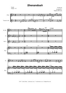 Oh Shenendoah (Shenandoah): Duet for flute and Bb-clarinet by folklore