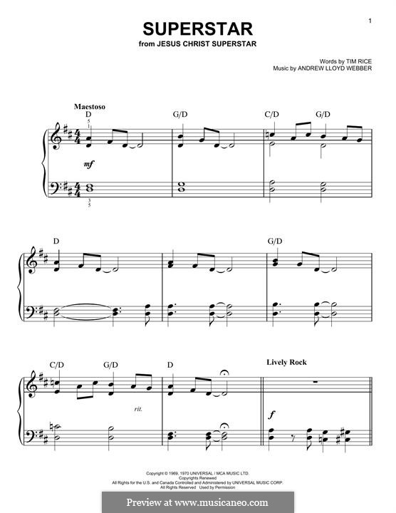 Superstar (Jesus Christ Superstar) by A.L. Webber on MusicaNeo