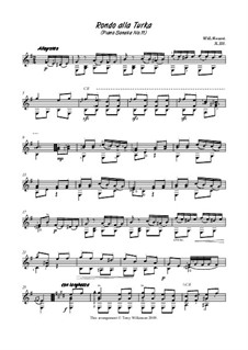 Rondo alla turca: For guitar by Wolfgang Amadeus Mozart