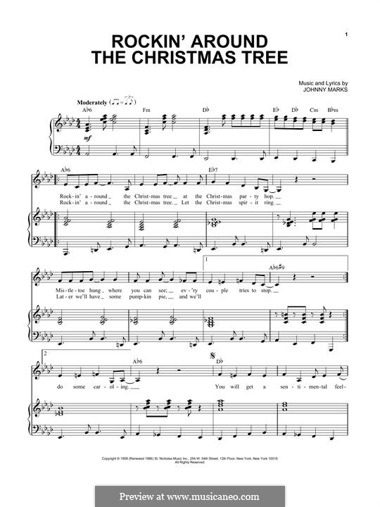Rockin' Around the Christmas Tree by J. Marks - sheet music on MusicaNeo
