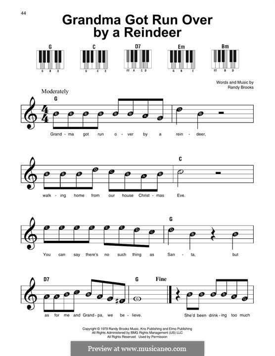 Grandma Got Run Over by a Reindeer: For piano by Randy Brooks