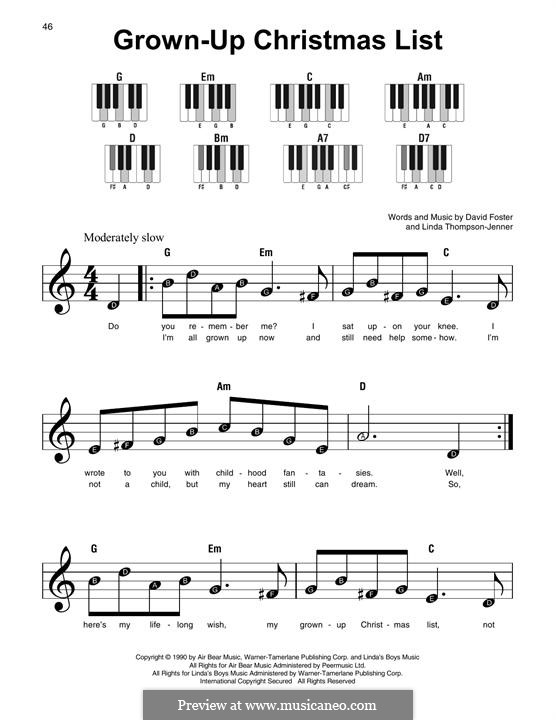 GrownUp Christmas List by D. Foster, L. ThompsonJenner on MusicaNeo
