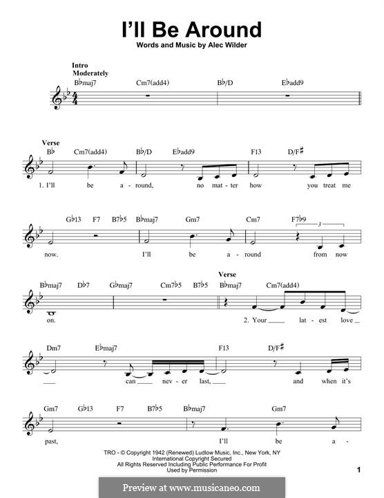 I'll Be Around (The Mills Brothers): Melody line by Alec Wilder