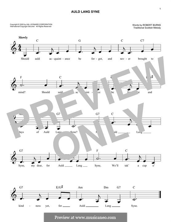 Vocal-instrumental version (printable scores): Melody line by folklore