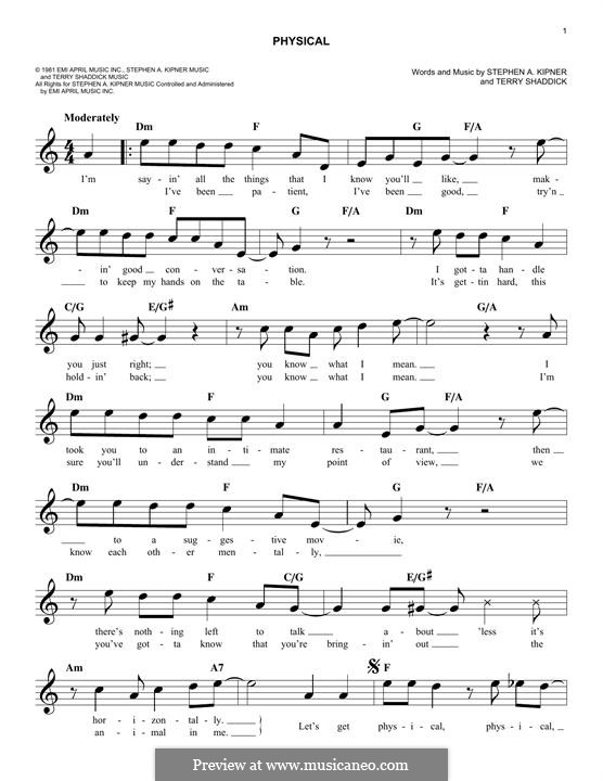 Physical (Olivia Newton-John): Melody line by Stephen Alan Kipner, Terry Shaddick