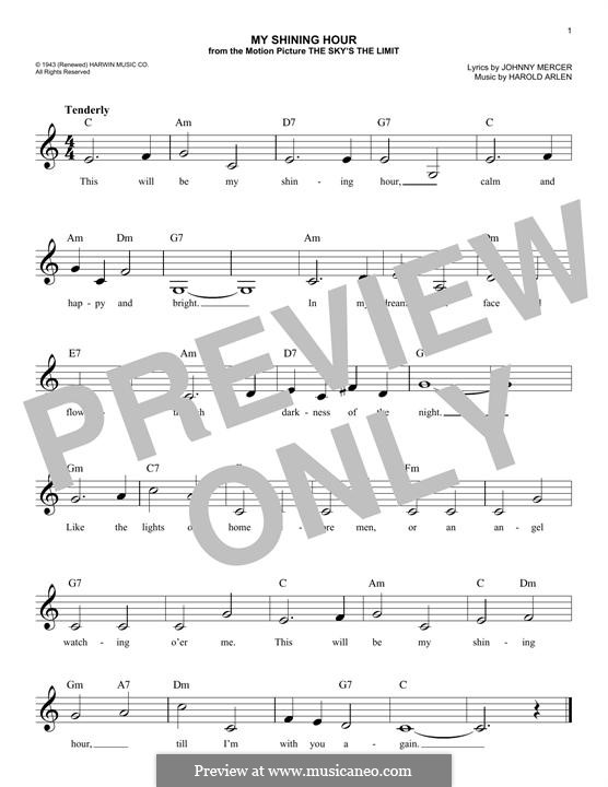 My Shining Hour (Ella Fitzgerald): Melody line by Harold Arlen