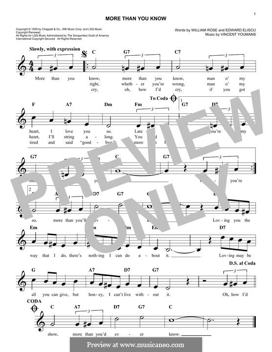 More Than You Know by V. Youmans - sheet music on MusicaNeo