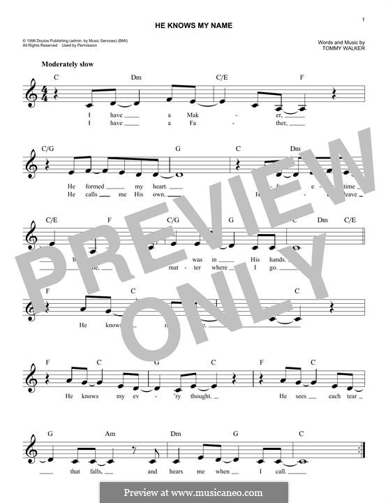 He Knows My Name by T. Walker - sheet music on MusicaNeo