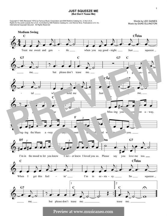 Just Squeeze Me (But Don't Tease Me): Melody line by Lee Gaines