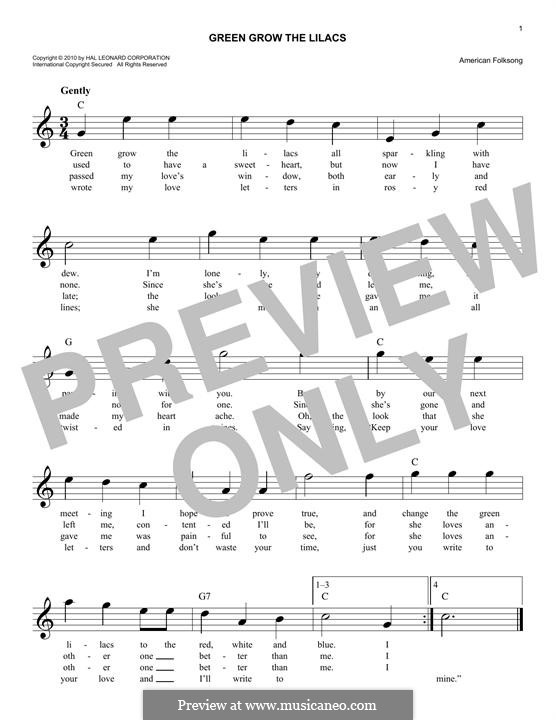 Green Grow the Lilacs by folklore - sheet music on MusicaNeo