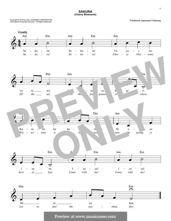Sakura (Cherry Blossom): Melody line by folklore