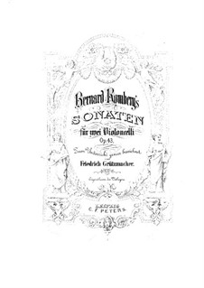 Three Sonatas for Cello and Basso Continuo, Op.43: For two cellos – Cello I part by Bernhard Romberg