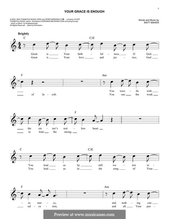 Your Grace is Enough by M. Maher sheet music on MusicaNeo