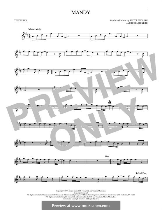 Mandy: For tenor saxophone by Richard Kerr, Scott English