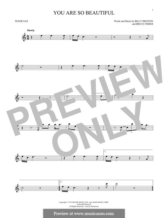 You Are So Beautiful (Joe Cocker): For tenor saxophone by Billy Preston, Bruce Fisher