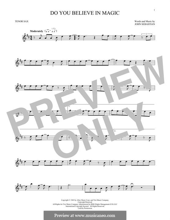 Do You Believe In Magic (The Lovin' Spoonful): For tenor saxophone by John B. Sebastian