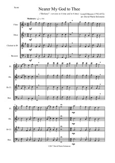 Nearer, My God, To Thee: For wind quartet by Lowell Mason