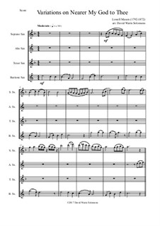 Nearer, My God, To Thee: Variations, for saxophone quartet by Lowell Mason