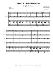 Jolly Old Saint Nicholas with Up On The Housetop: For string quartet by Benjamin Russel Hanby, James Lord Pierpont