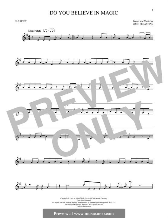 Do You Believe In Magic (The Lovin' Spoonful): For clarinet by John B. Sebastian