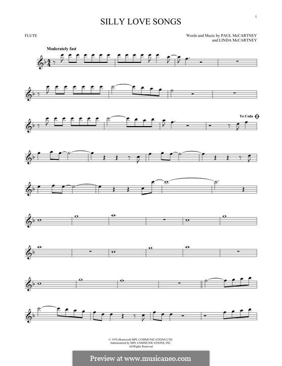 Silly Love Songs (Wings): For flute by Linda McCartney, Paul McCartney