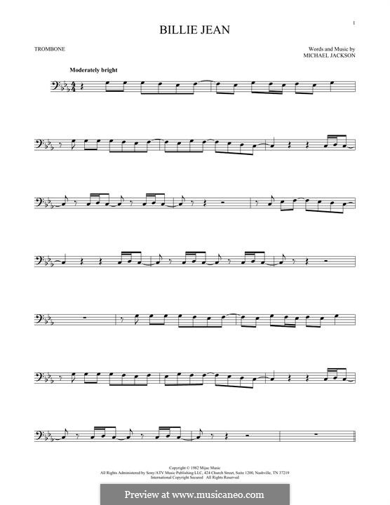 Billie Jean: For trombone by Michael Jackson