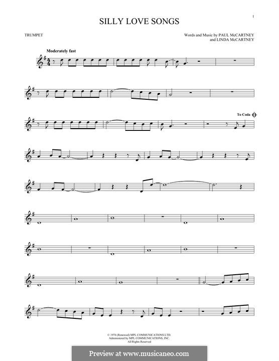 Silly Love Songs (Wings): For trumpet by Linda McCartney, Paul McCartney