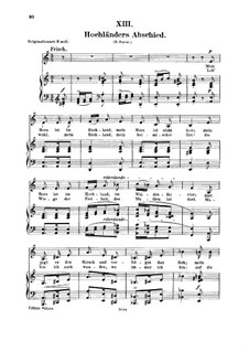 No.13 Hochländers Abschied (My Heart's in the Highlands): For voice and piano by Robert Schumann