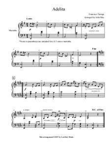 Adelita: For marimba solo by Francisco Tárrega