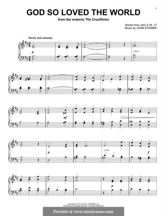 God so loved the world: For piano by John Stainer