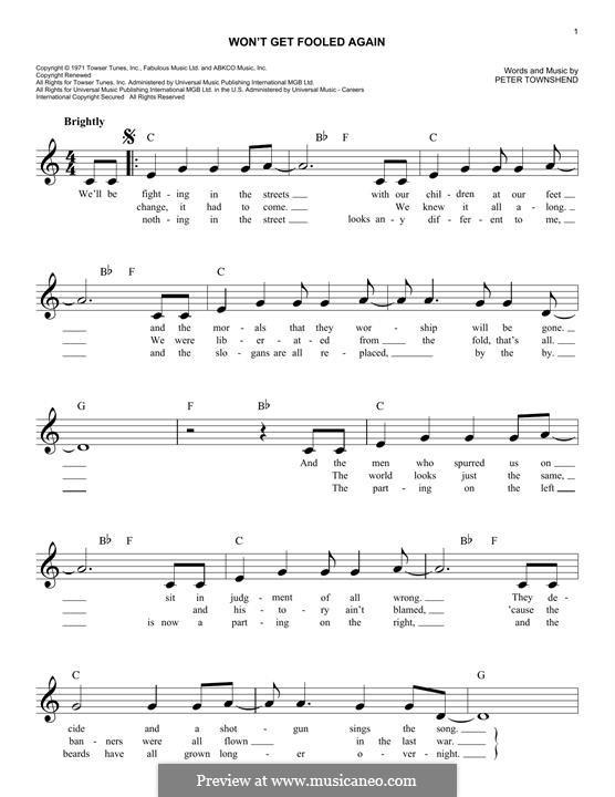 Won't Get Fooled Again (The Who): Melody line by Peter Townshend