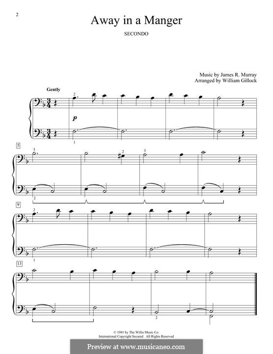 Away in a Manger (Printable Scores): For piano by James R. Murray