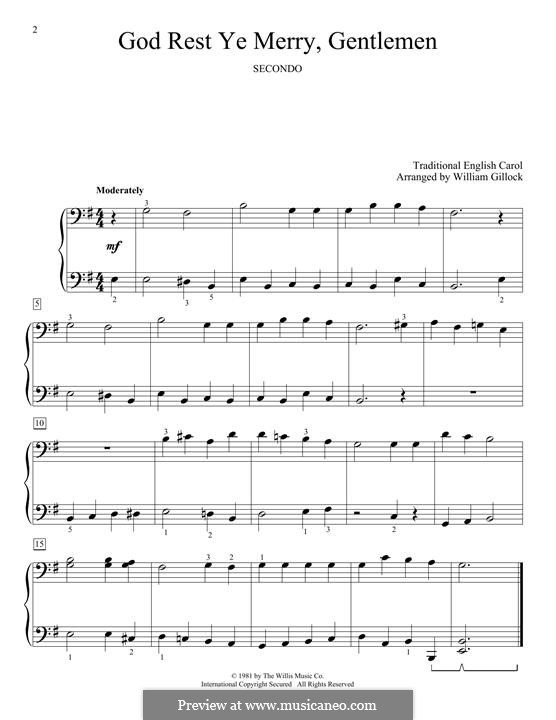God, Rest Ye Merry Gentlemen: For piano by Unknown (works before 1850)