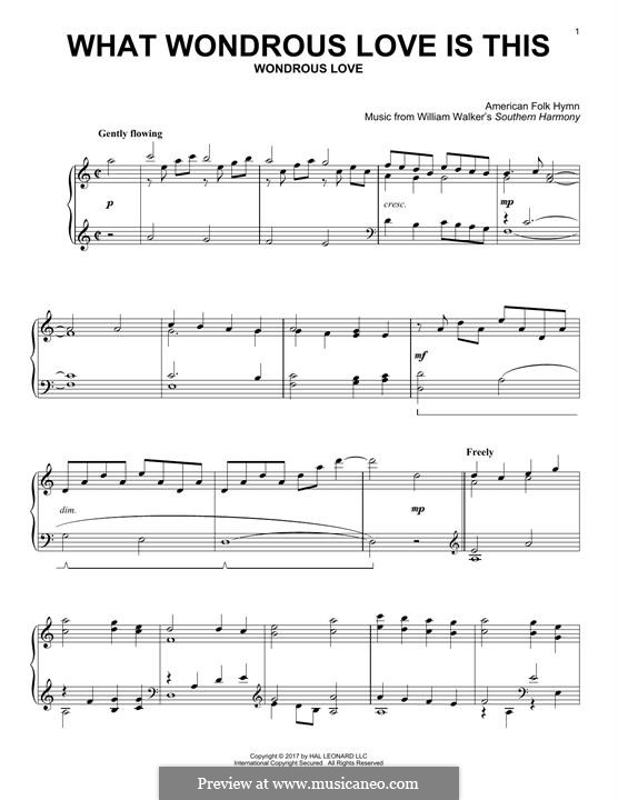 What Wondrous Love Is This (see Bonustrax 00102360): For piano by William Walker