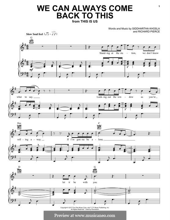 We Can Always Come Back to This (Brian Tyree Henry): For voice and piano (or guitar) by Richard Pierce, Siddhartha Khosla