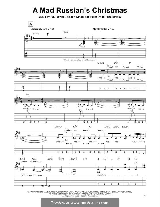 A Mad Russian's Christmas (Trans-Siberian Orchestra): For guitar by Pyotr Tchaikovsky, Paul O'Neill, Robert Kinkel