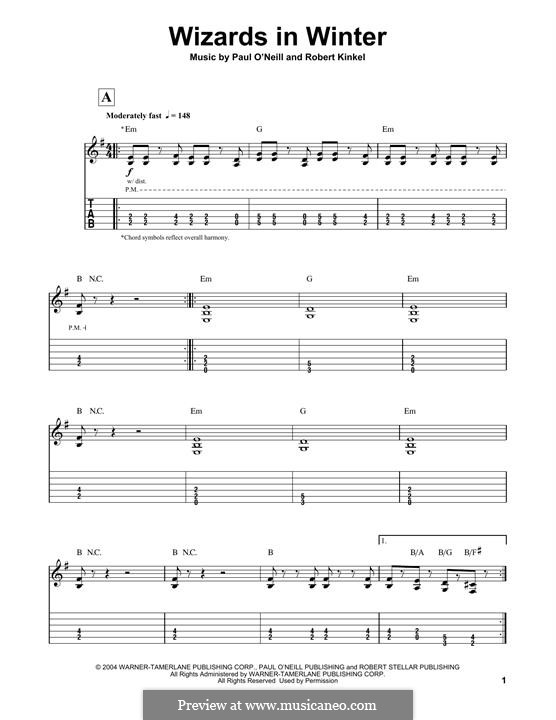 Wizards in Winter (Trans-Siberian Orchestra): For guitar with tab by Paul O'Neill, Robert Kinkel