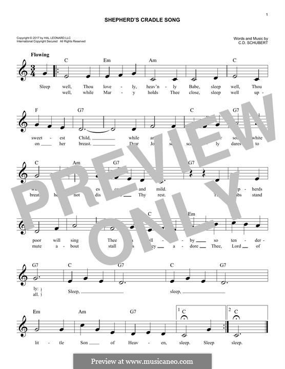 Shepherd's Cradle Song by C.D. Schubert sheet music on MusicaNeo