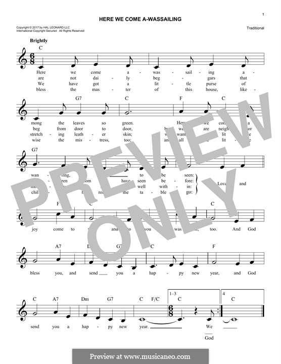 Here we Come a-Wassailing (Printable Scores) by folklore on MusicaNeo