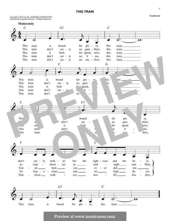 This Train by folklore - sheet music on MusicaNeo