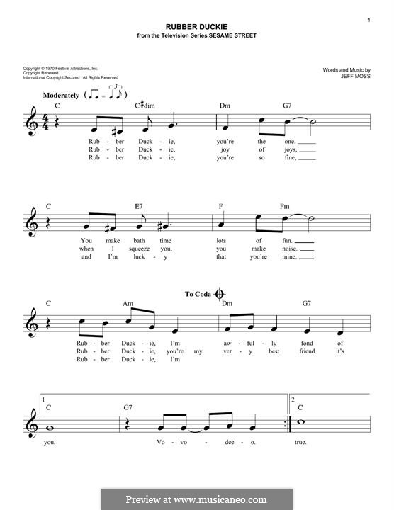 Rubber Duckie by J. Moss sheet music on MusicaNeo