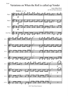 When the Roll is Called: Variations, for flute quartet (3 flutes and 1 alto flute) by James Milton Black