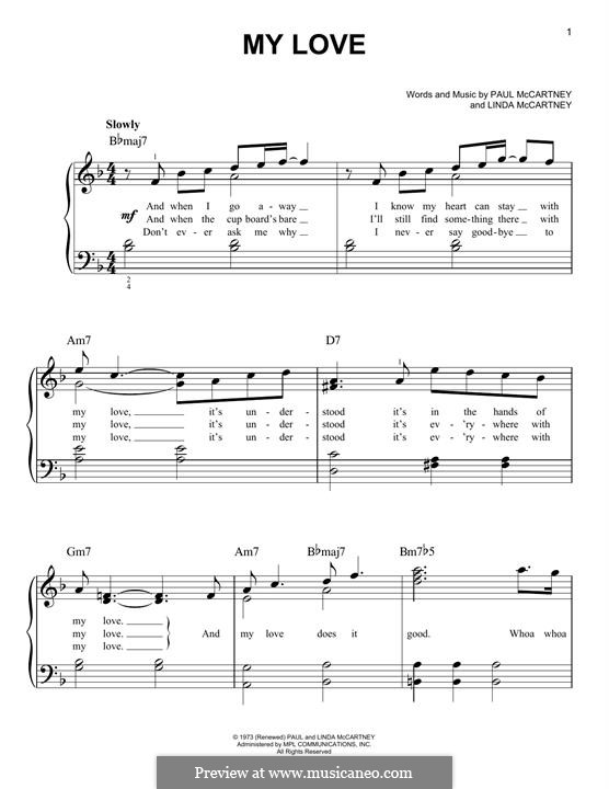 My Love (Wings): For piano by Linda McCartney, Paul McCartney