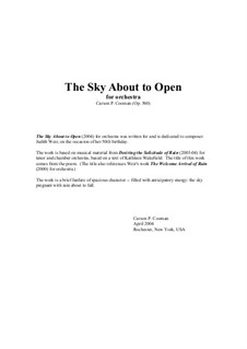 The Sky About to Open for orchestra: Score and parts by Carson Cooman